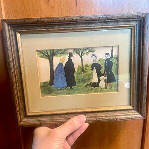 Framed Art Work of 18th Century Family in a Park